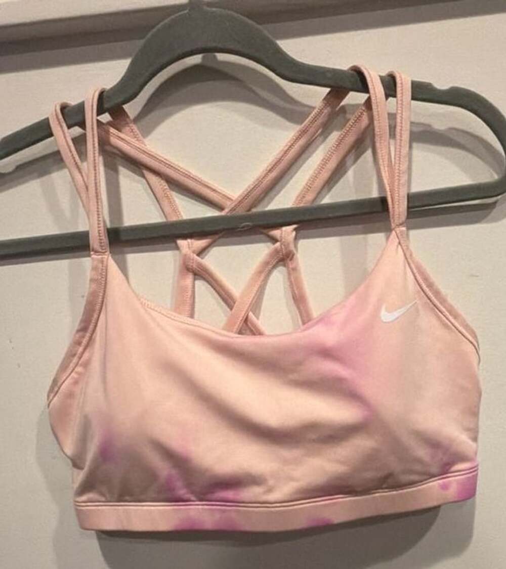Nike Dri-FIT Strappy Sports Bra Size L Pink Tie Dye Activewear